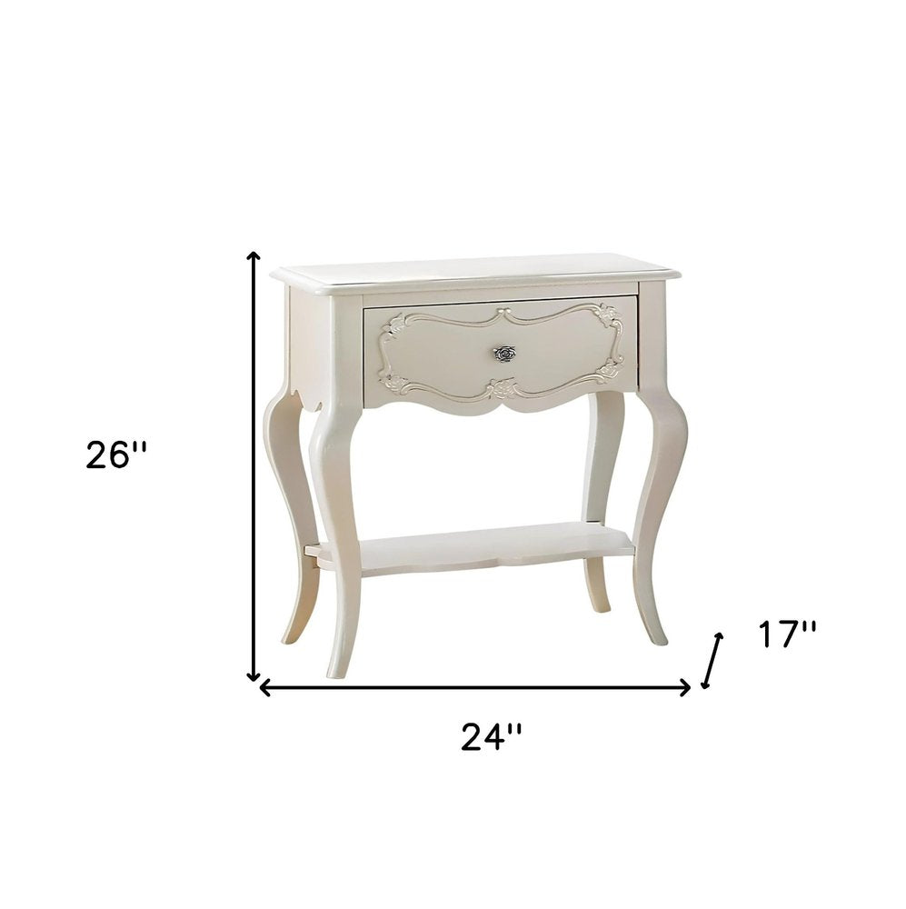 Solid Wood and Mirrored Glass Nightstand - 26-inch