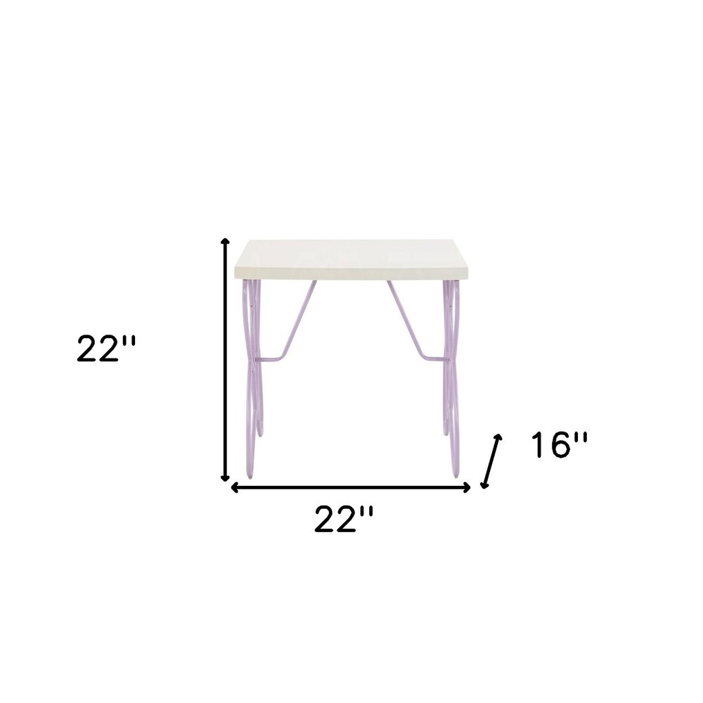 Lilac Steel and Wood Nightstand - 22-inch
