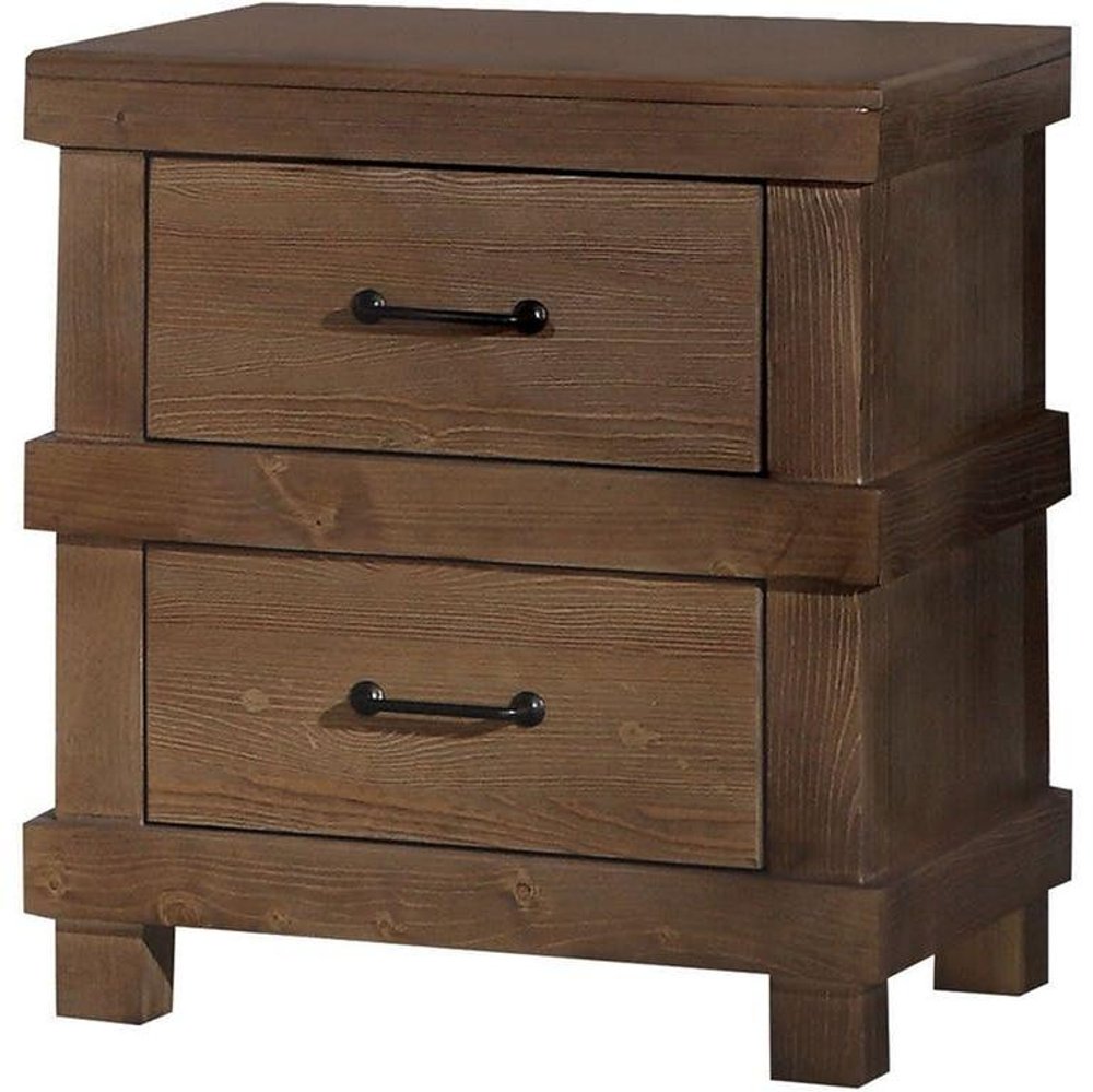 Brown Two Drawers Metal Nightstand - 23-inch