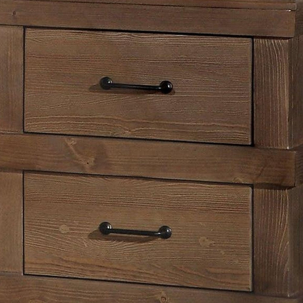 Brown Two Drawers Metal Nightstand - 23-inch