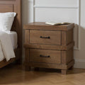 Brown Two Drawers Metal Nightstand - 23-inch