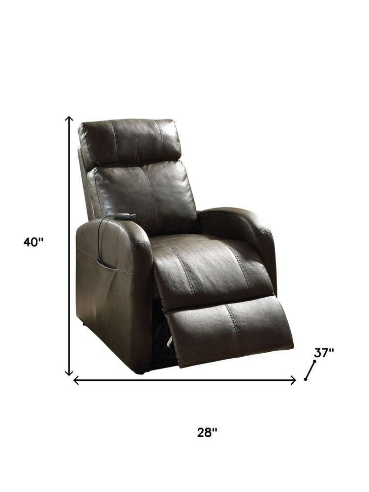 Red Tufted Faux Leather Power Lift Assist Recliner - 28-inch