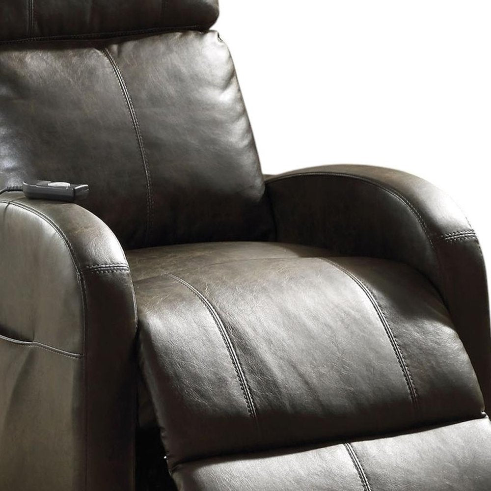Red Tufted Faux Leather Power Lift Assist Recliner - 28-inch