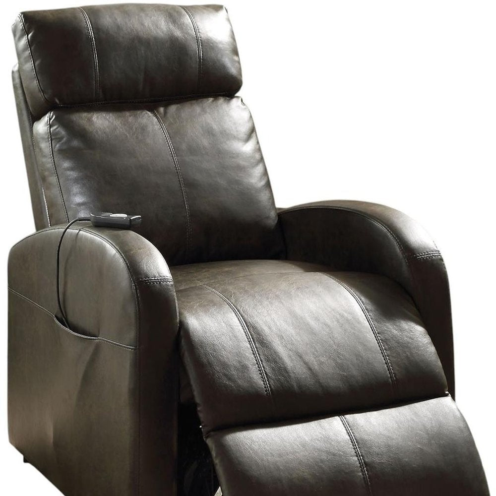 Red Tufted Faux Leather Power Lift Assist Recliner - 28-inch