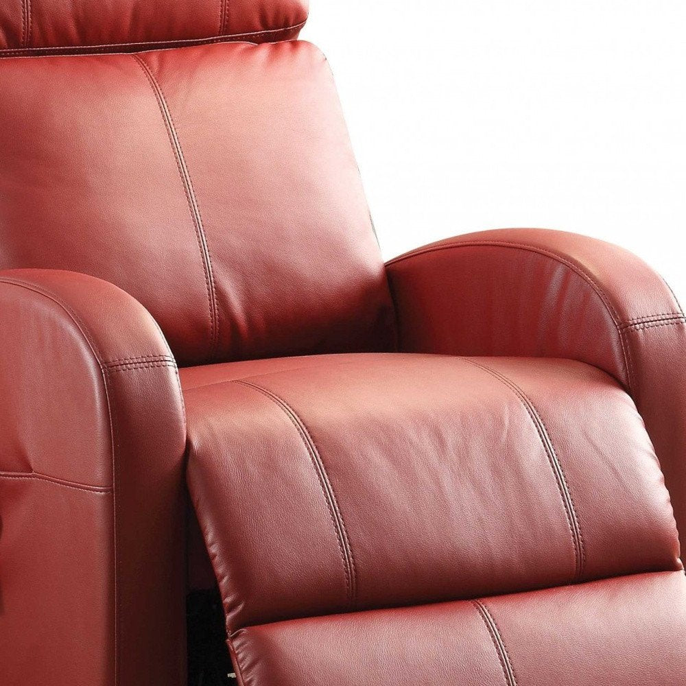 Red Tufted Faux Leather Power Lift Assist Recliner - 28-inch