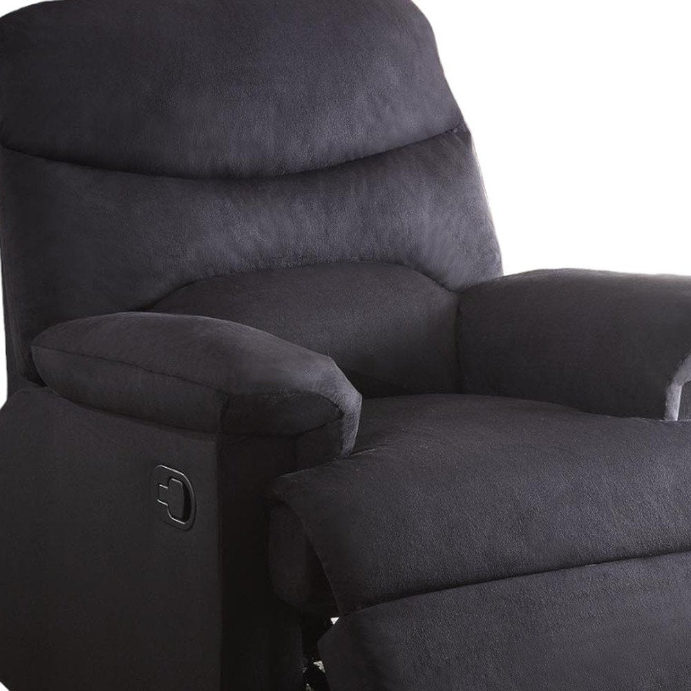 Black Microfiber Manual Recliner - 35-inch