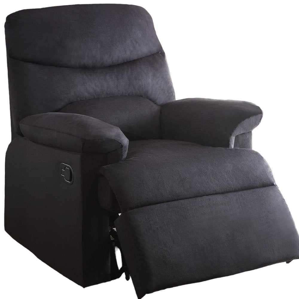 Black Microfiber Manual Recliner - 35-inch