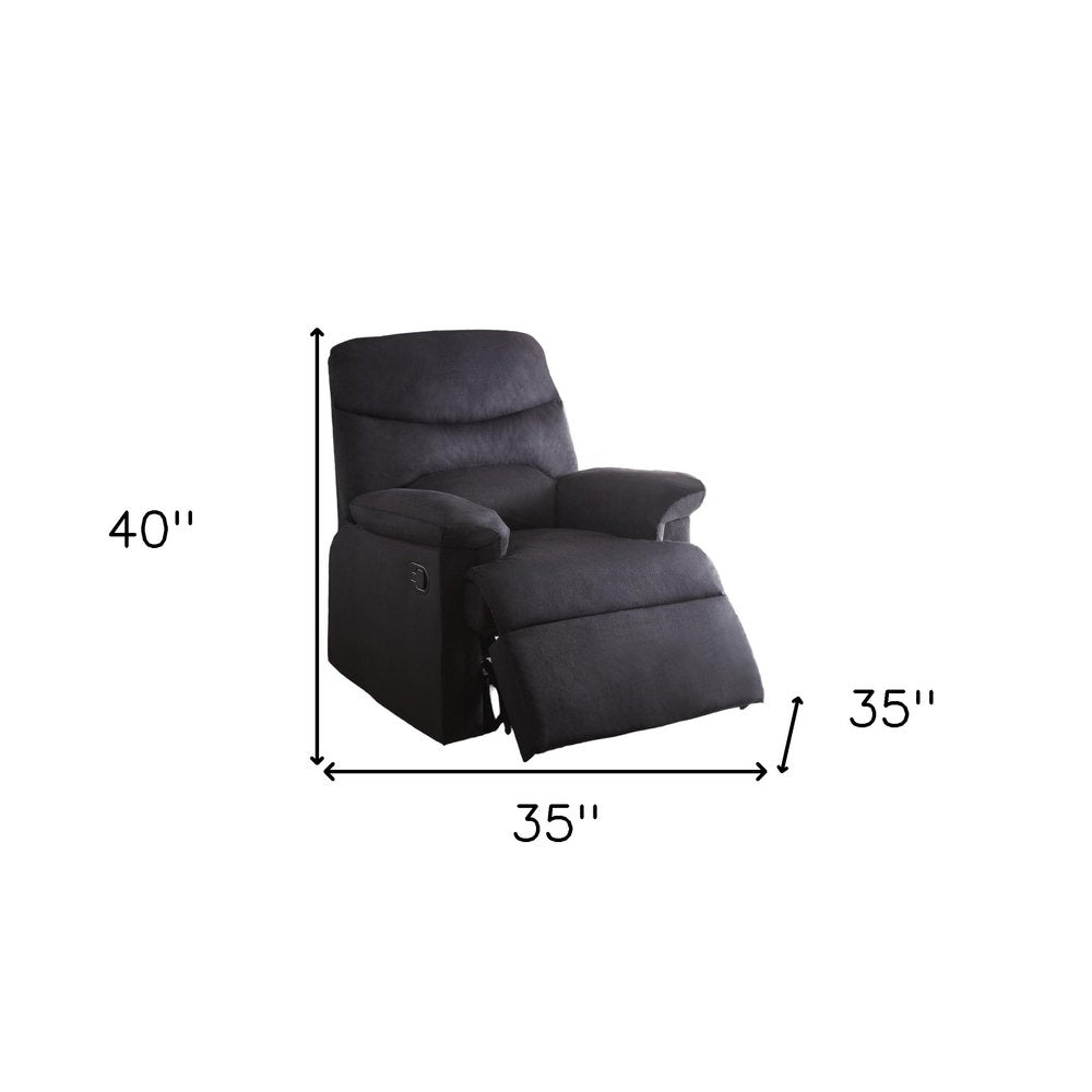 Black Microfiber Manual Recliner - 35-inch