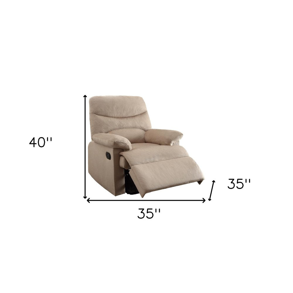 Light Brown Microfiber Manual Recliner - 35-inch