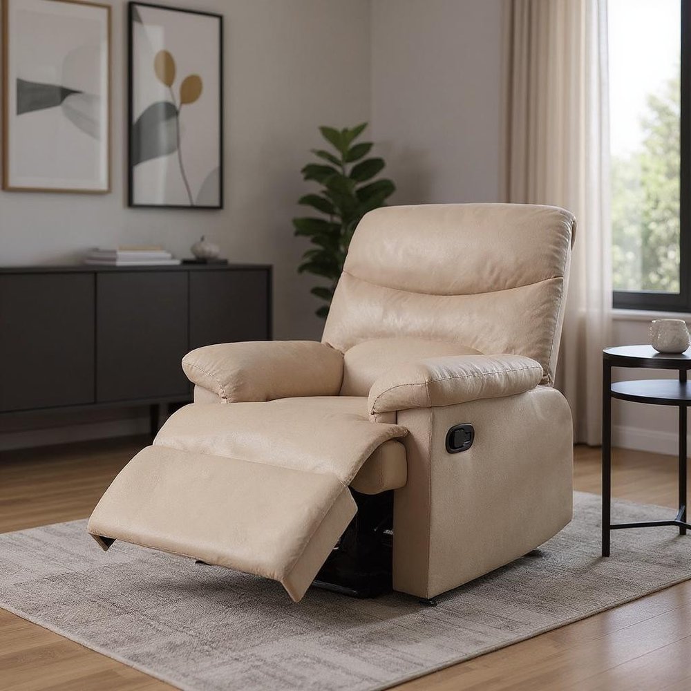 Light Brown Microfiber Manual Recliner - 35-inch