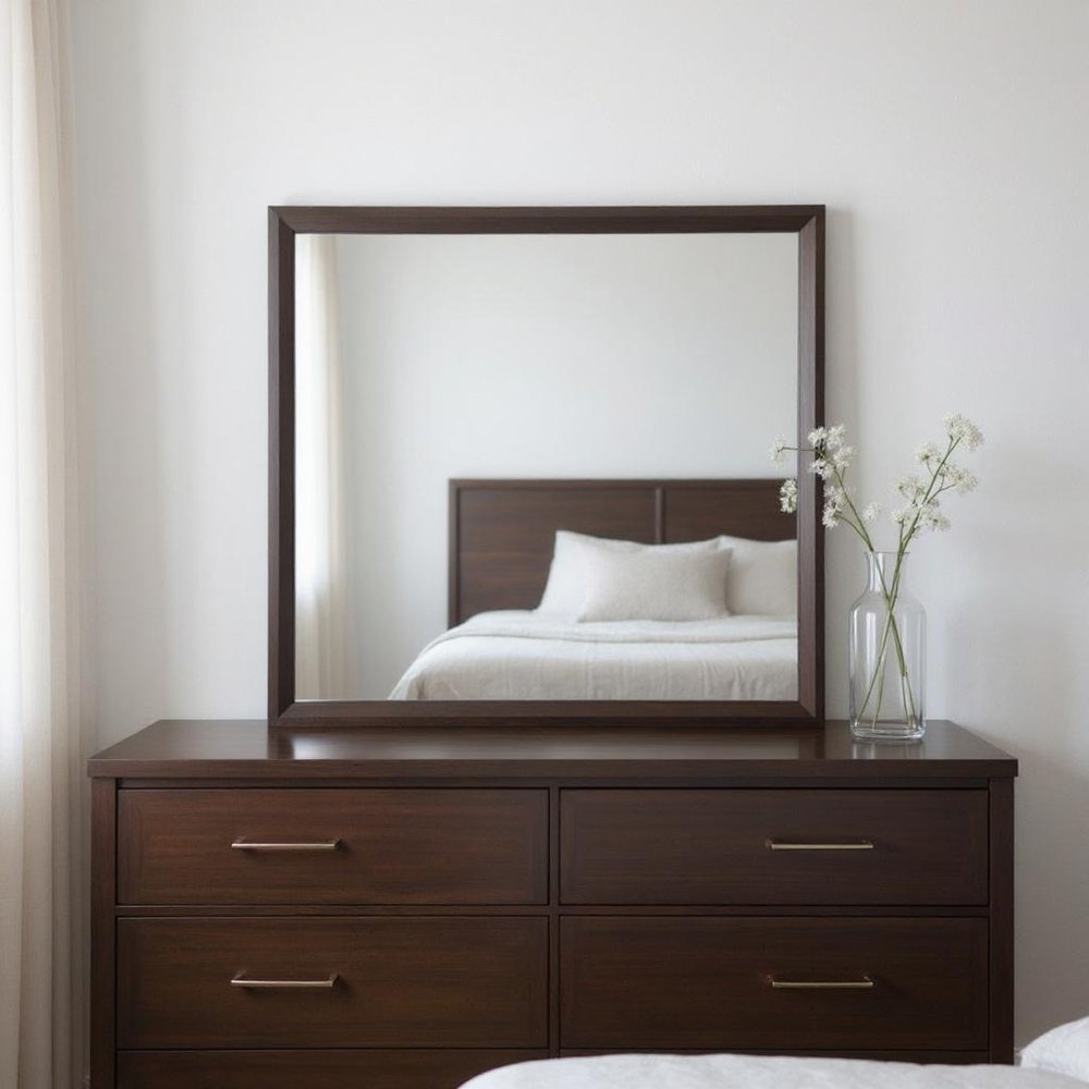 Espresso Wood Mounted Dresser Mirror - 35-inch