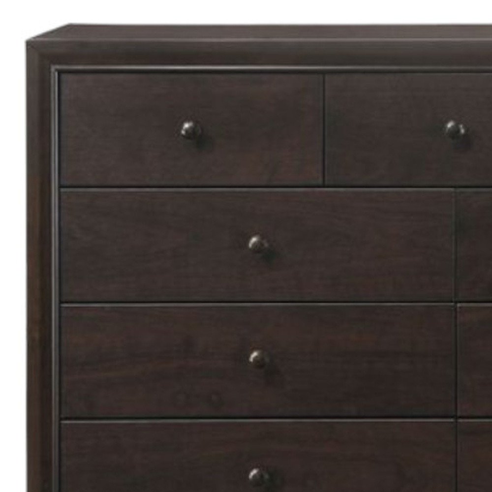 Espresso Wood Nine Drawer Double Dresser - 57-inch