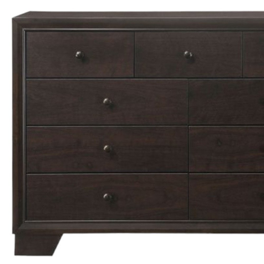 Espresso Wood Nine Drawer Double Dresser - 57-inch