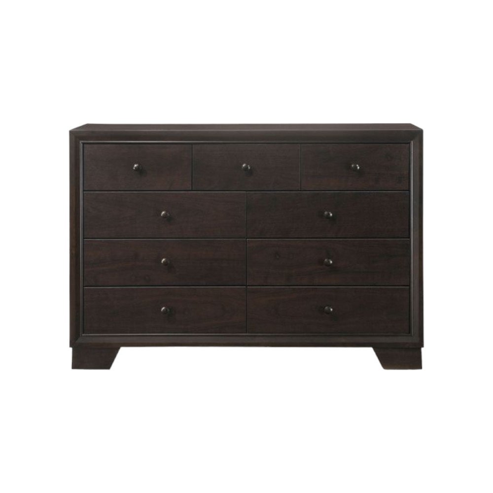 Espresso Wood Nine Drawer Double Dresser - 57-inch