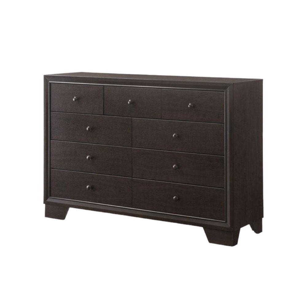Espresso Wood Nine Drawer Double Dresser - 57-inch