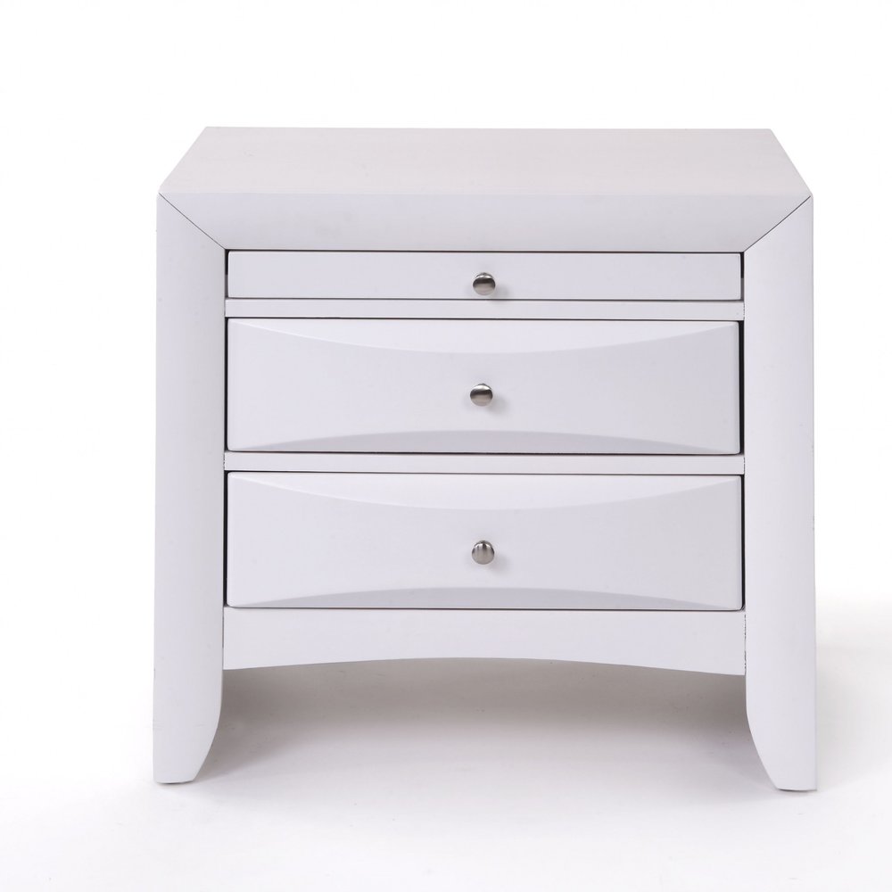 Espresso Three Drawers Solid Wood Nightstand - 25-inch