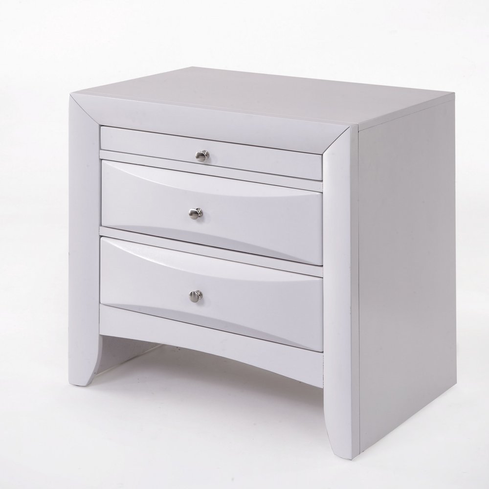 Espresso Three Drawers Solid Wood Nightstand - 25-inch