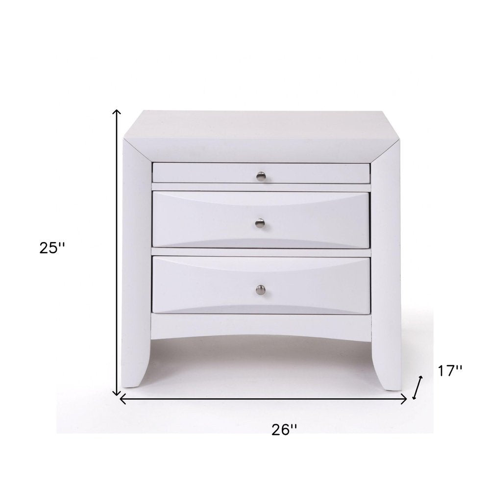 Espresso Three Drawers Solid Wood Nightstand - 25-inch