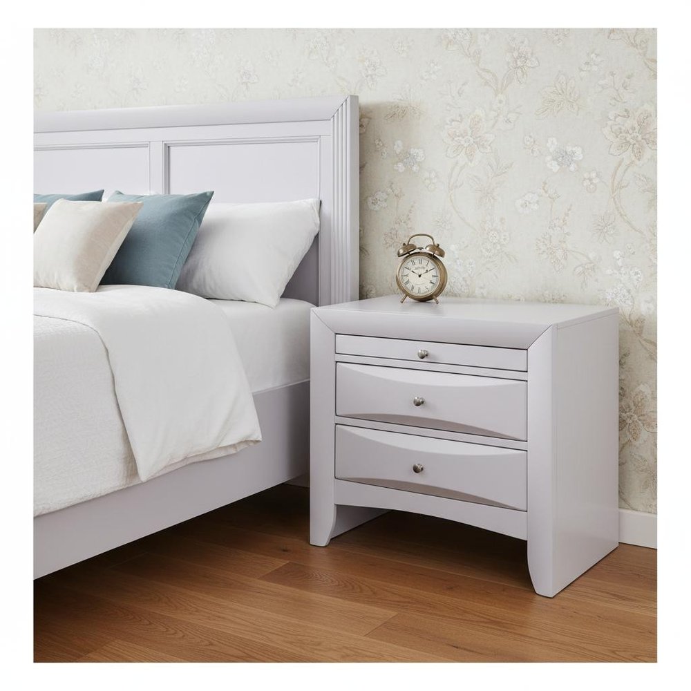 Espresso Three Drawers Solid Wood Nightstand - 25-inch