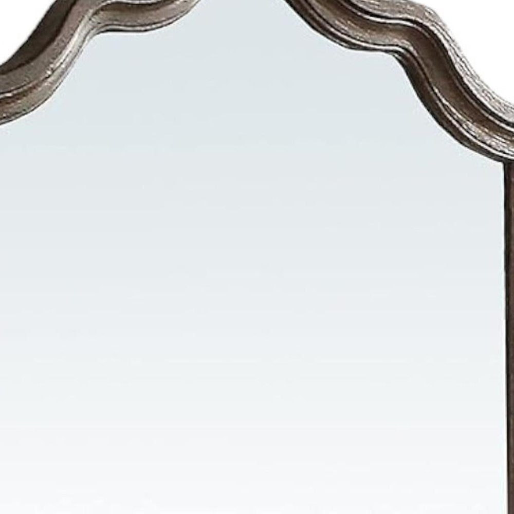 Gray Solid Wood Arch Dresser Mount Framed Mirror - 40-inch