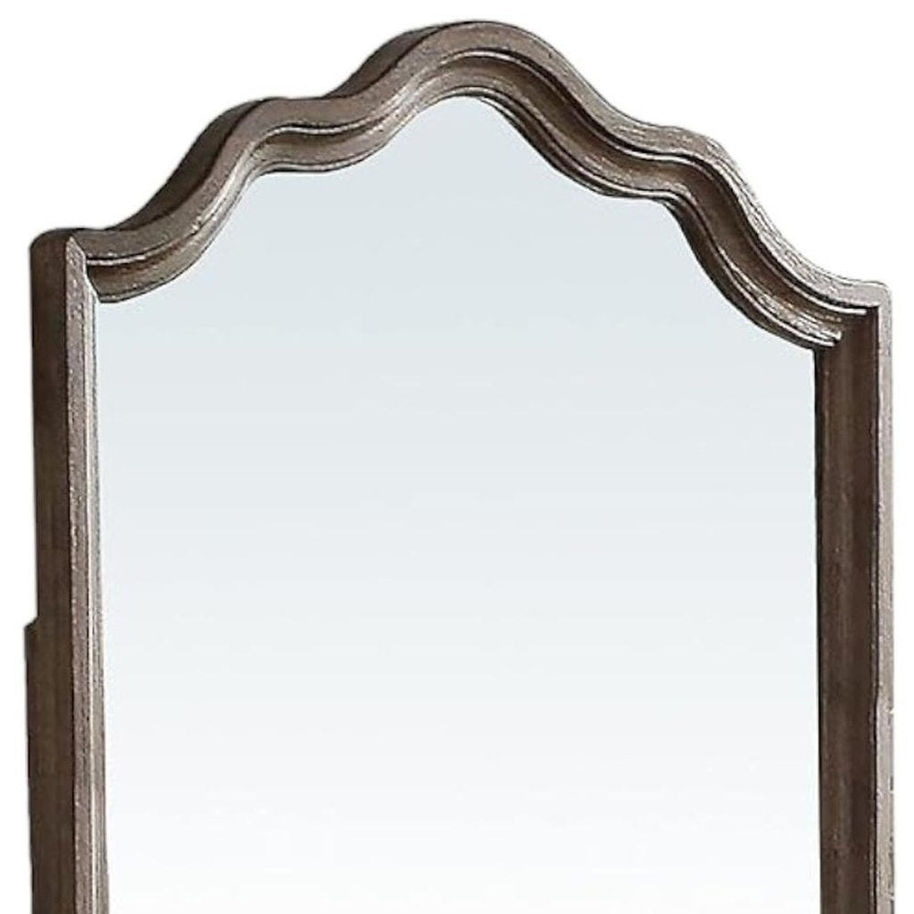 Gray Solid Wood Arch Dresser Mount Framed Mirror - 40-inch