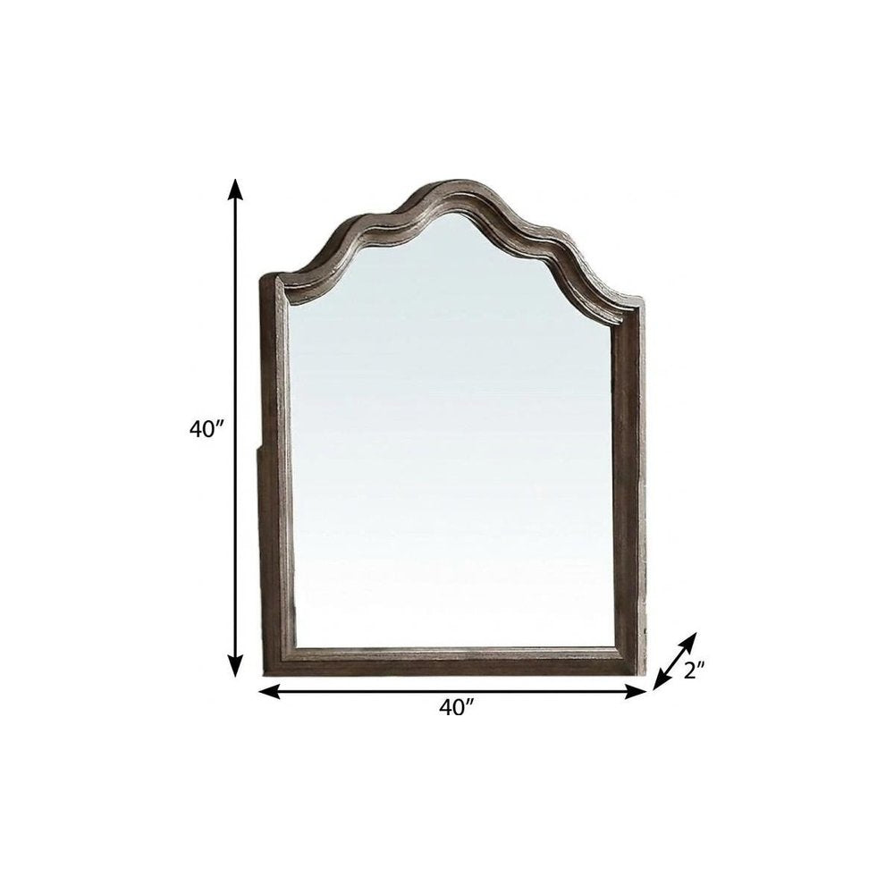 Gray Solid Wood Arch Dresser Mount Framed Mirror - 40-inch