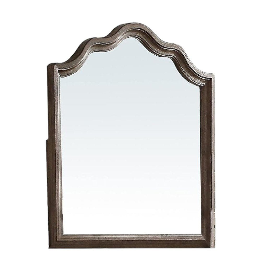 Gray Solid Wood Arch Dresser Mount Framed Mirror - 40-inch