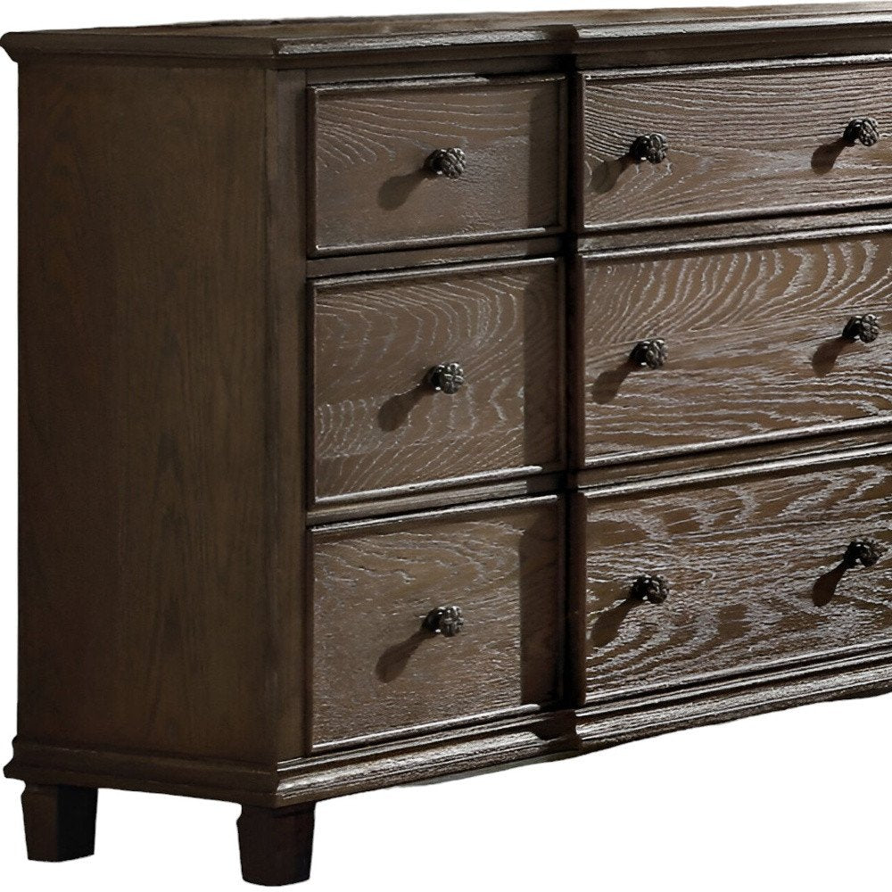 Dark Brown Solid Wood Nine Drawer Double Dresser - 60-inch
