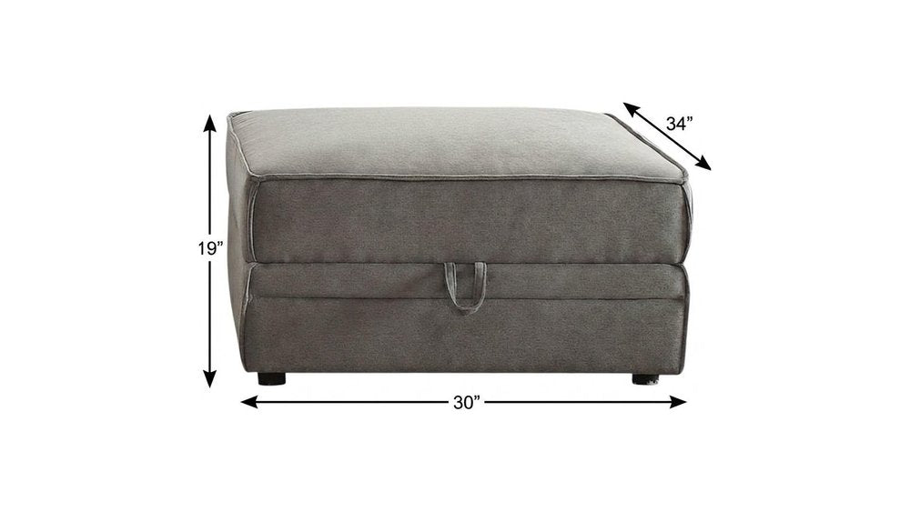 Gray Velvet Storage Ottoman - 30-inch Ottomans