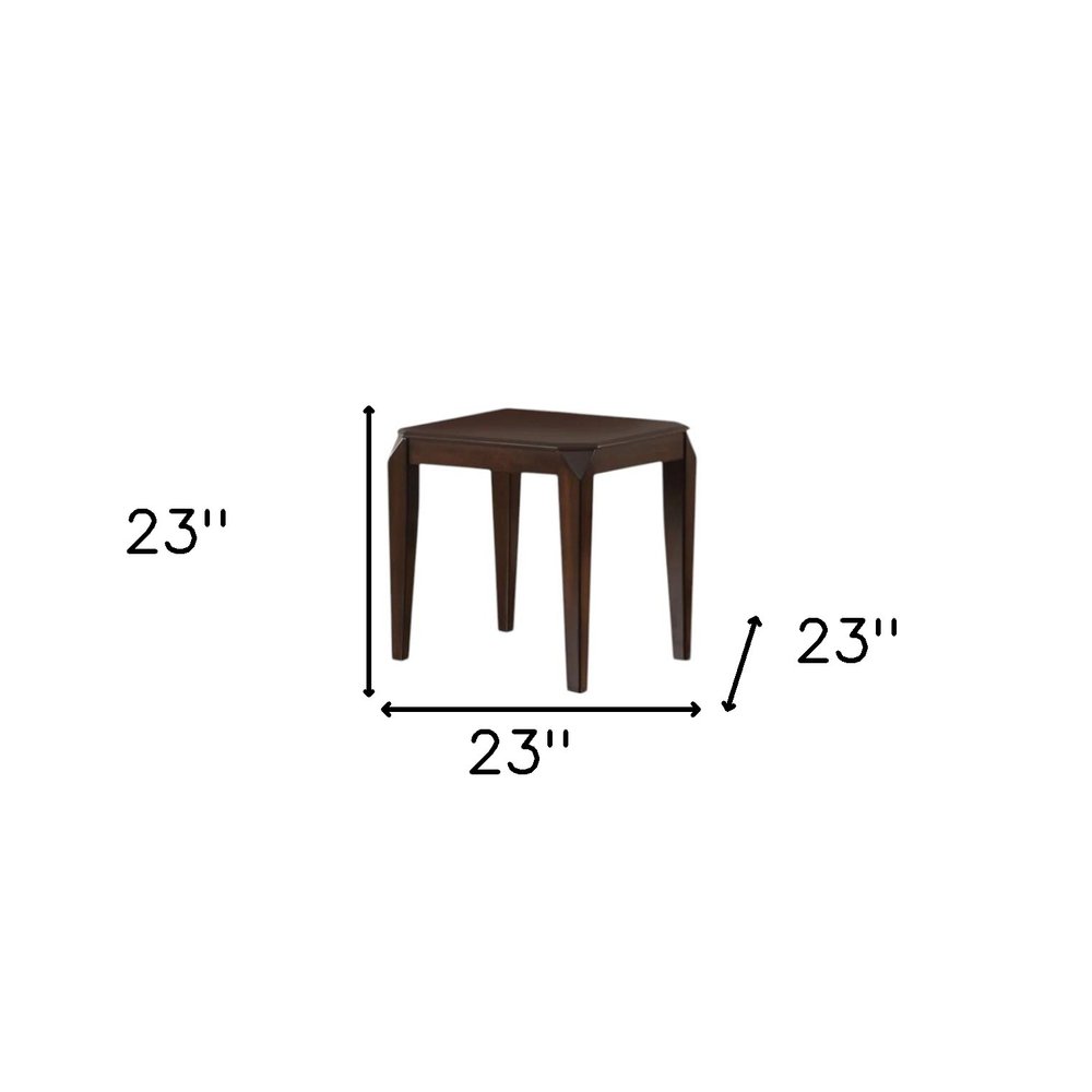 Dark Brown Solid Wood End Table - 23-inch