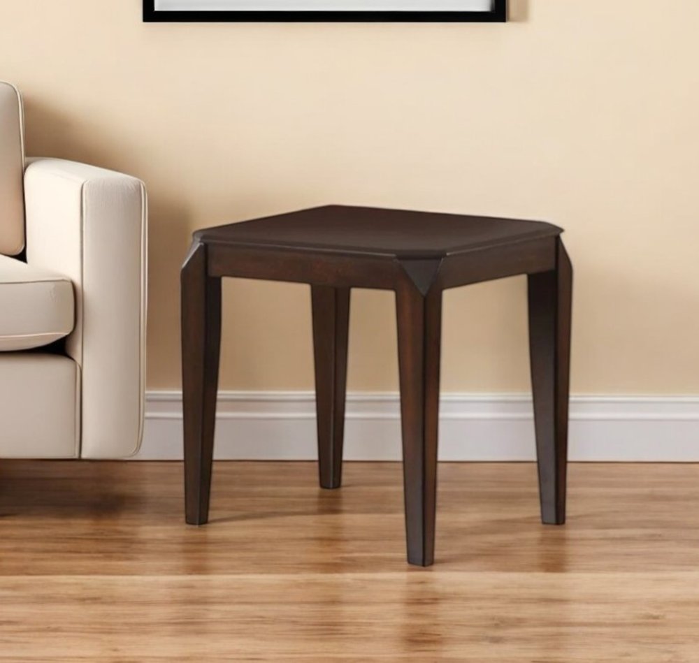 Dark Brown Solid Wood End Table - 23-inch