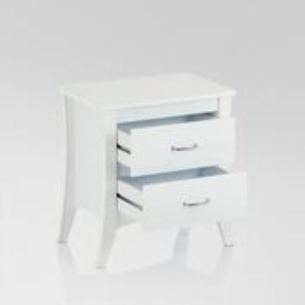 White Wood Two Drawer Nightstand - 25-inch