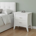 White Wood Two Drawer Nightstand - 25-inch