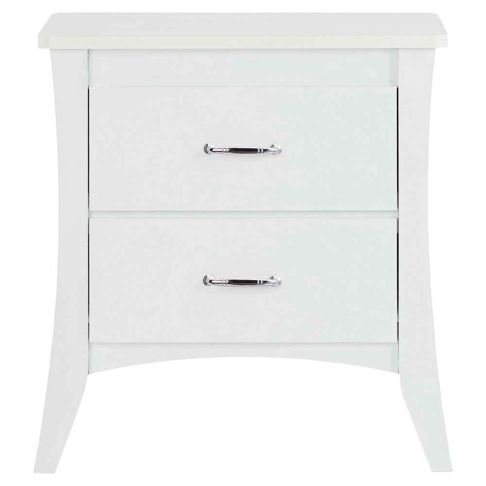 White Wood Two Drawer Nightstand - 25-inch