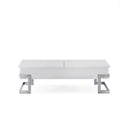 White and Silver Wood and Metal Lift Top Sled Coffee Table - 47-inch