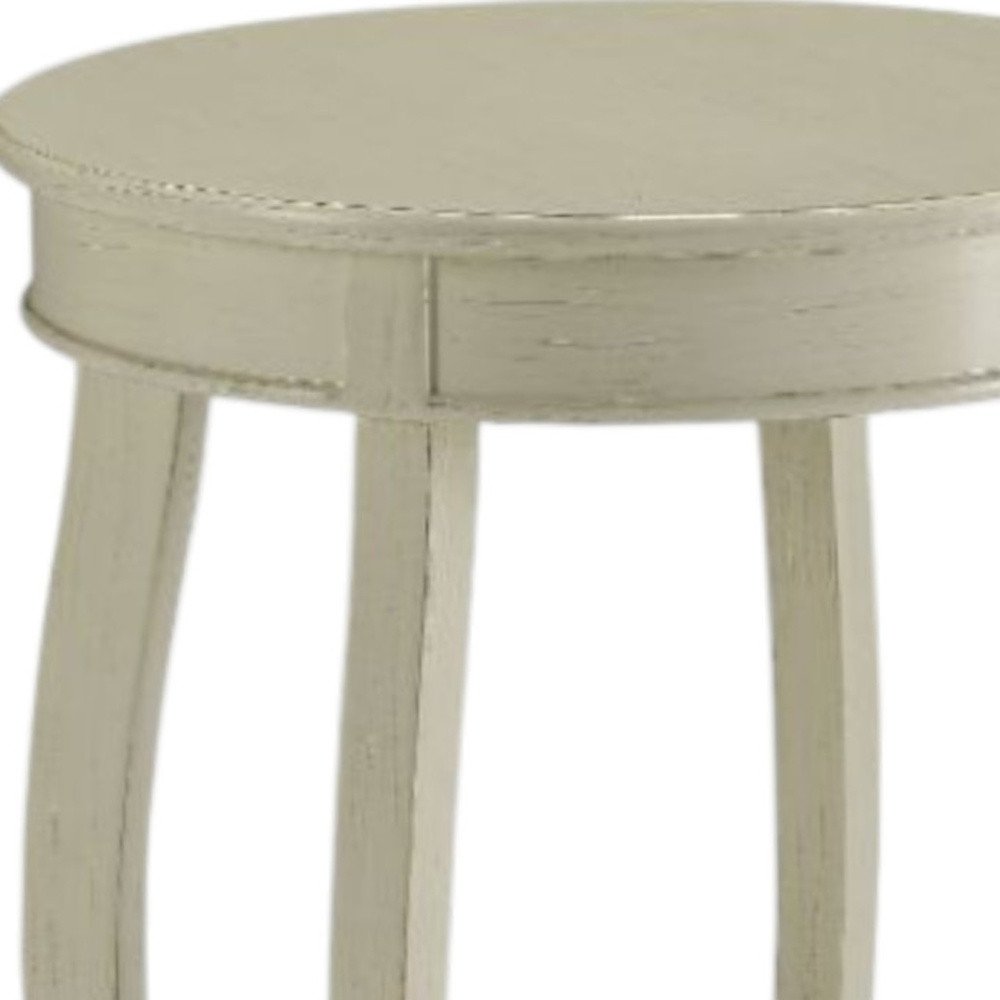 White Solid Wood Round End Table with Shelf - 24-inch