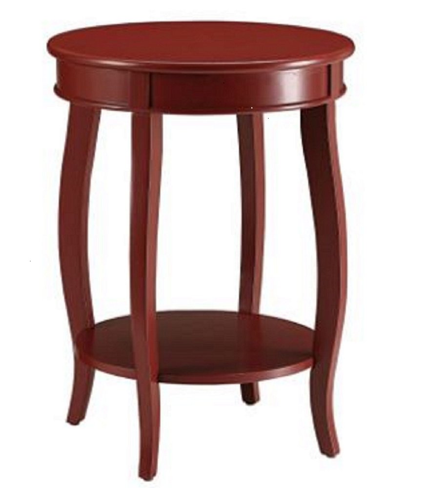 White Solid Wood Round End Table with Shelf - 24-inch
