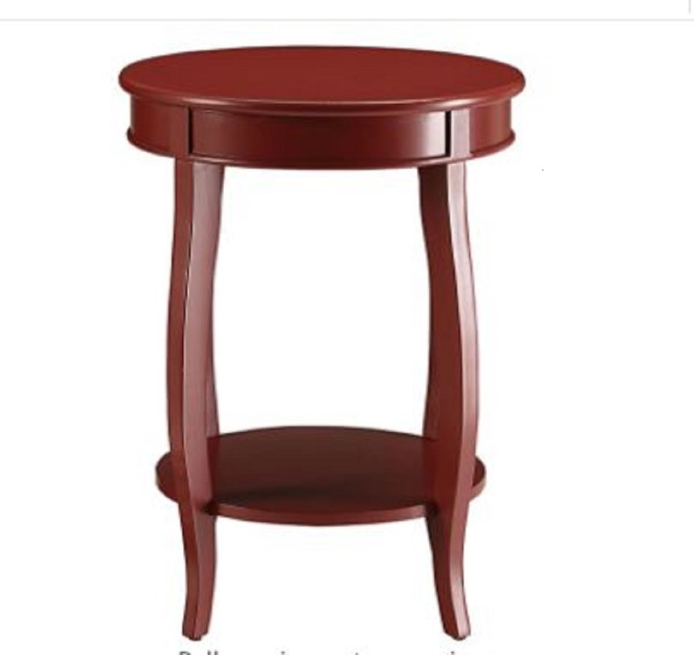 White Solid Wood Round End Table with Shelf - 24-inch