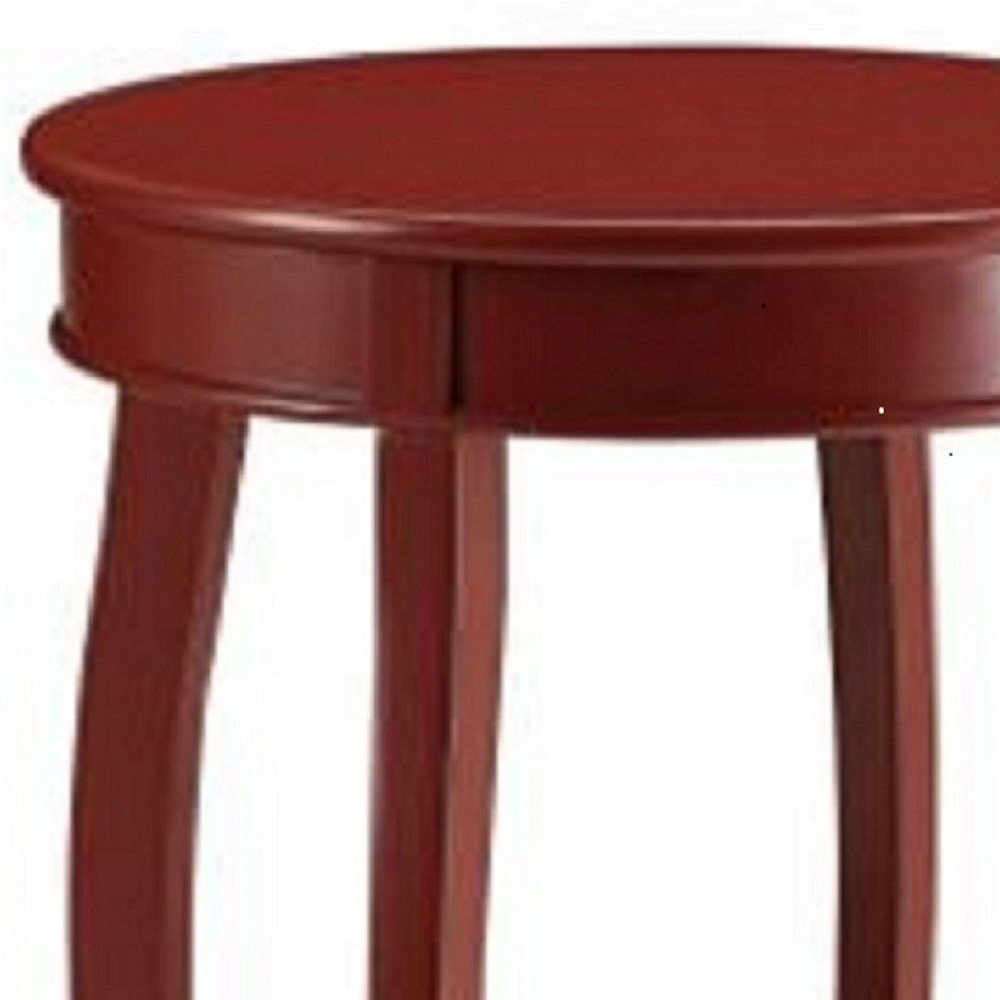 White Solid Wood Round End Table with Shelf - 24-inch