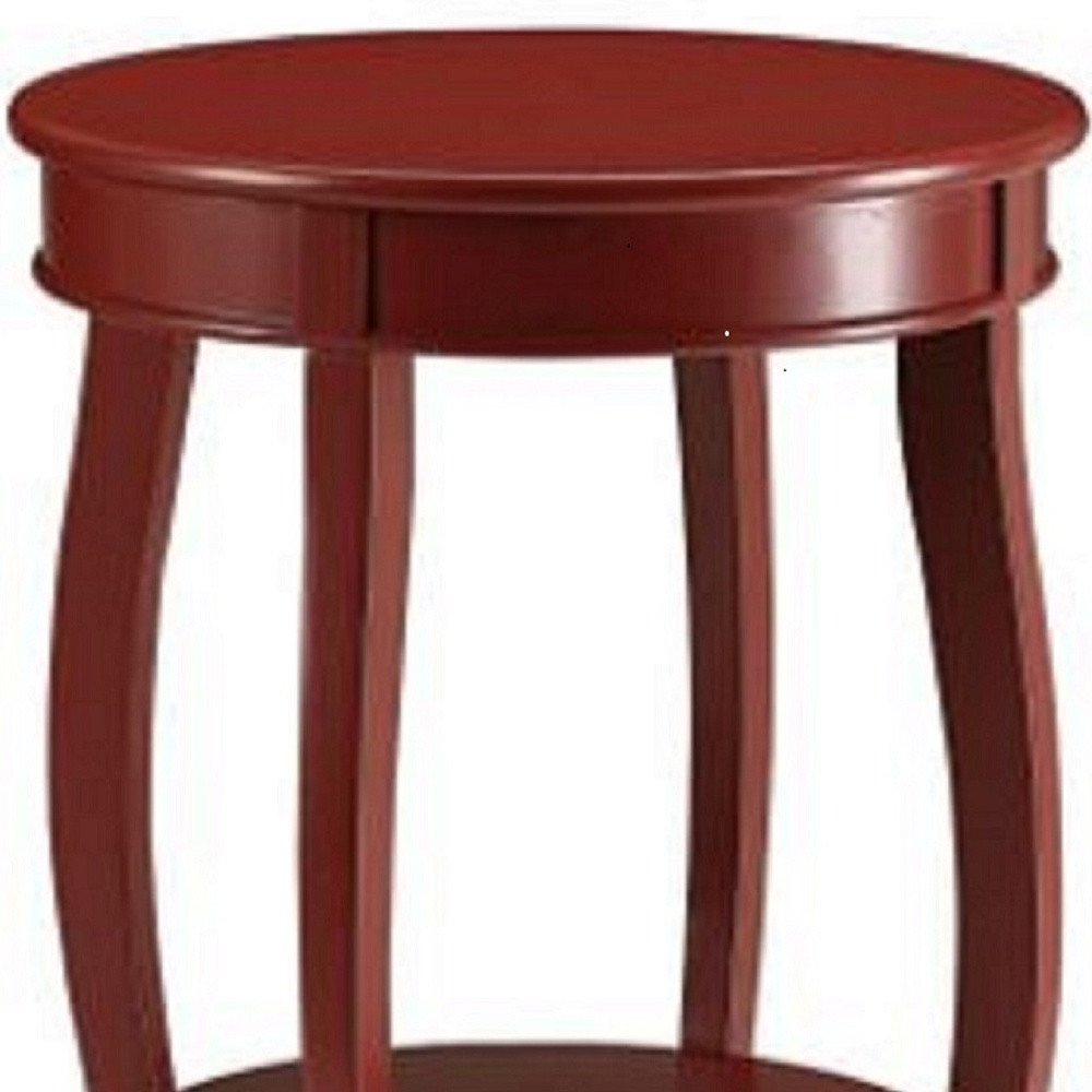 White Solid Wood Round End Table with Shelf - 24-inch