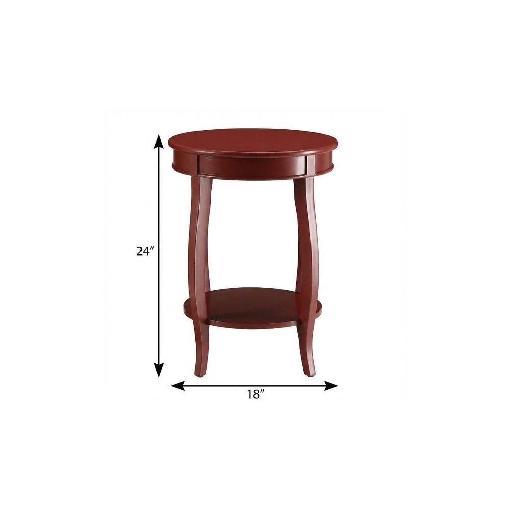 White Solid Wood Round End Table with Shelf - 24-inch