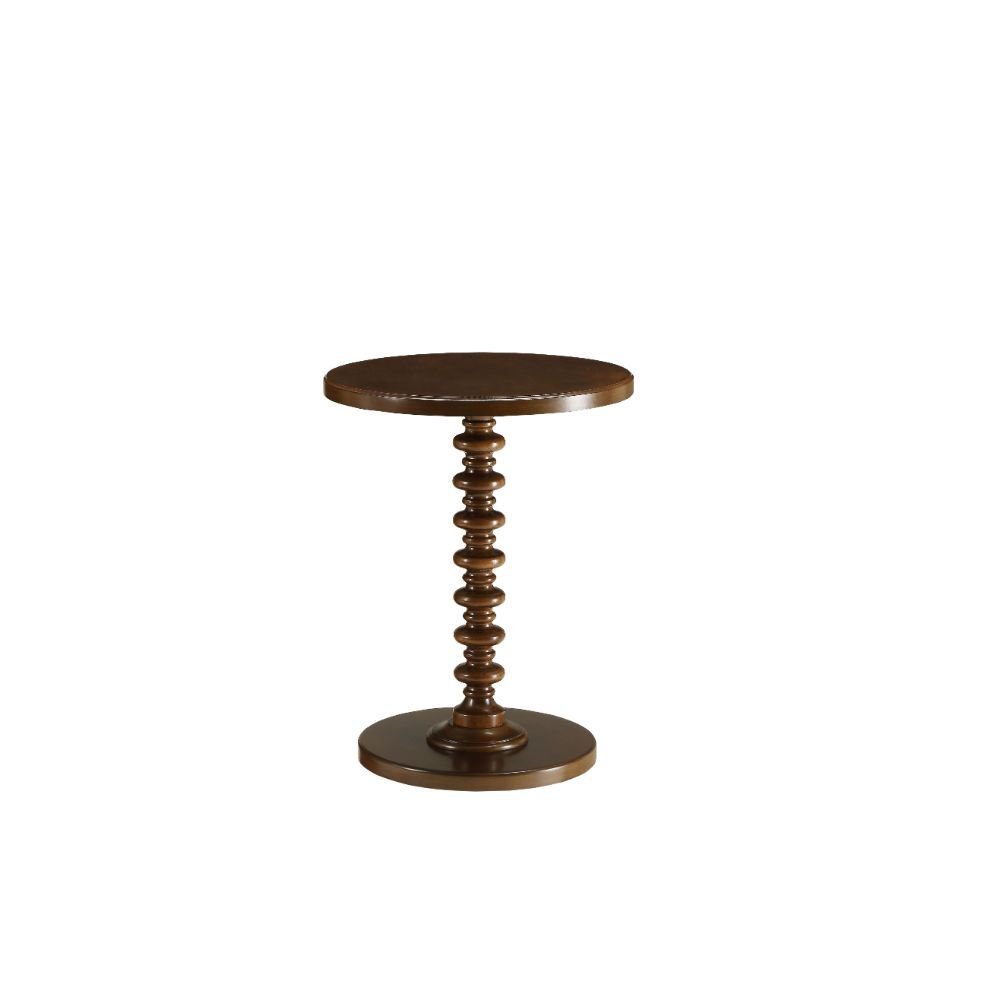 Brown Solid Wood Round Pedestal End Table - 22-inch