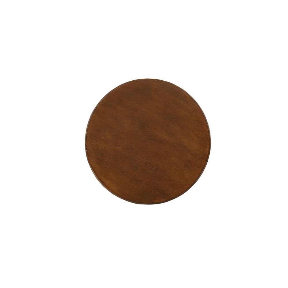 Brown Solid Wood Round Pedestal End Table - 22-inch