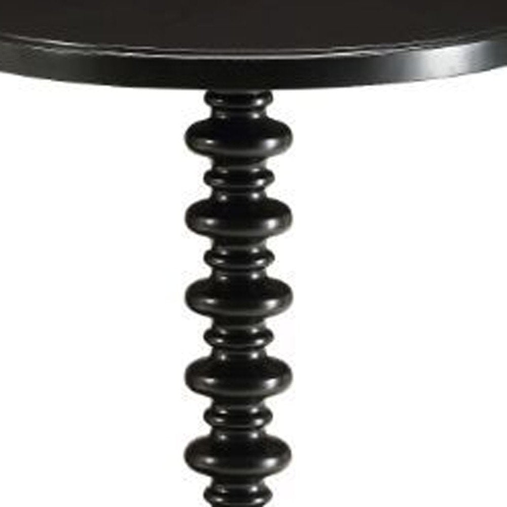 Brown Solid Wood Round Pedestal End Table - 22-inch