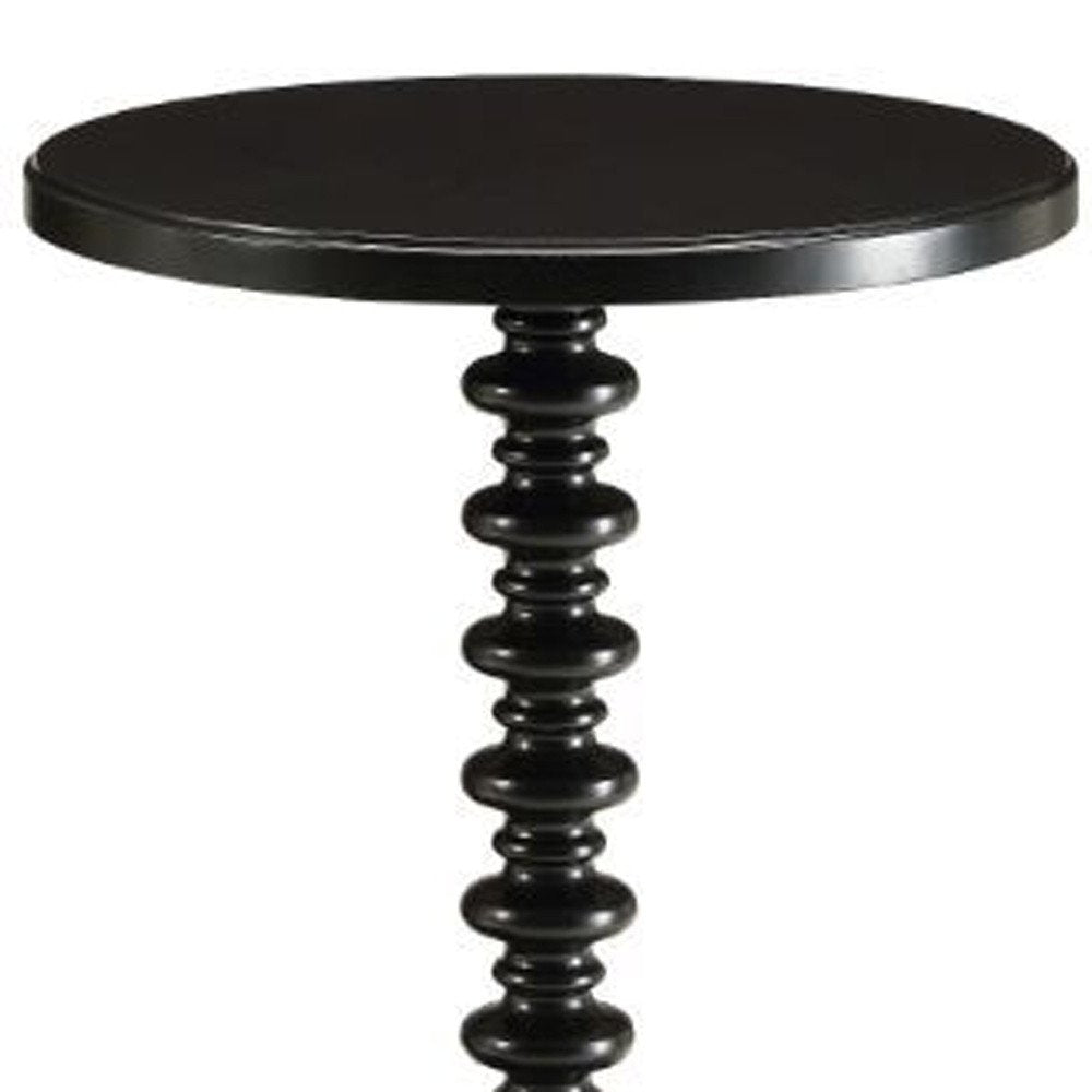 Brown Solid Wood Round Pedestal End Table - 22-inch