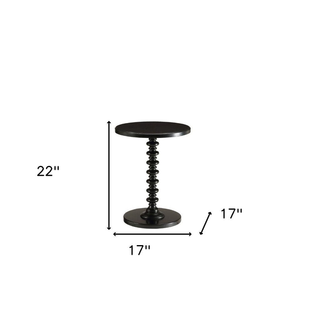 Brown Solid Wood Round Pedestal End Table - 22-inch
