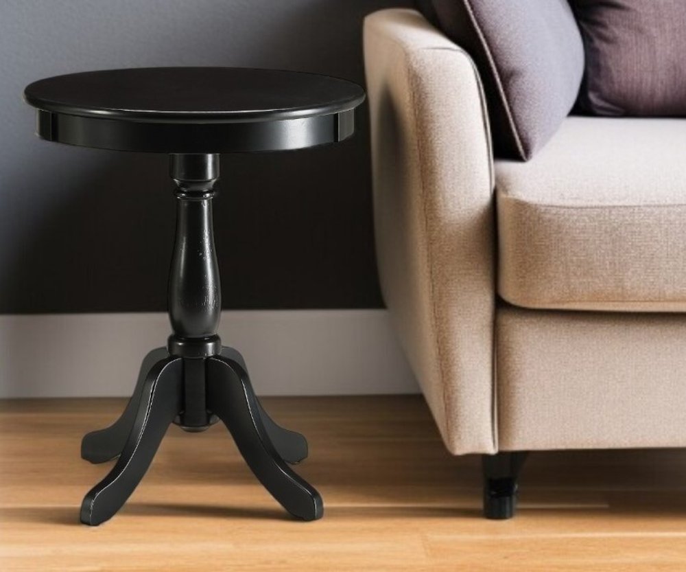 Light Green Solid Wooden Pedestal Side Table