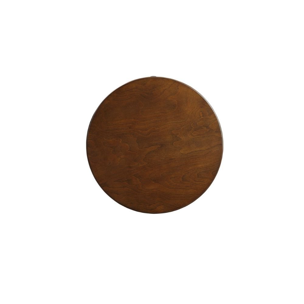 Black Wood Round End Table with Drawer and Shelf - 24-inch