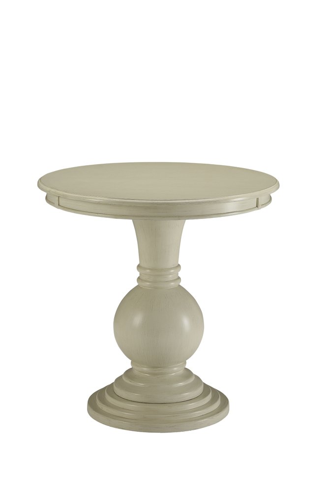 White Solid and Manufactured Wood Round End Table - 26-inch