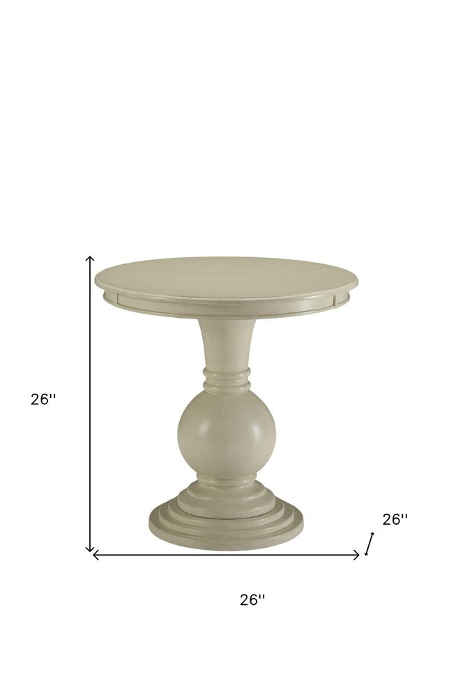 White Solid and Manufactured Wood Round End Table - 26-inch